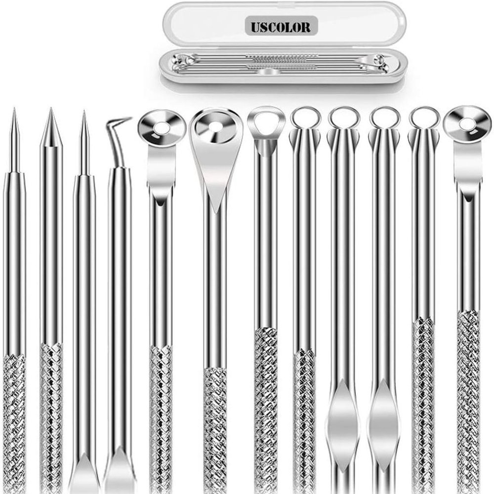 6PCS Dual Heads Blackhead Remover, Pimple Comedone Extractor, Acne Whitehead Ble